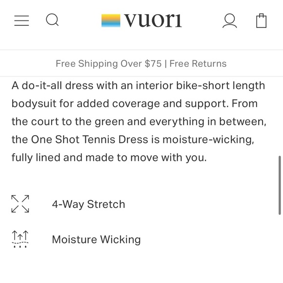 NWOT XS Vuori One Shot Tennis Dress in Zinnia - Picture 7 of 8